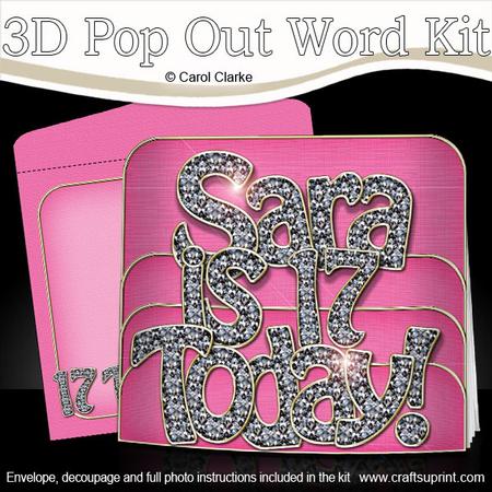 3D Sara is 17 with Bling Pop Out Word Card Kit
