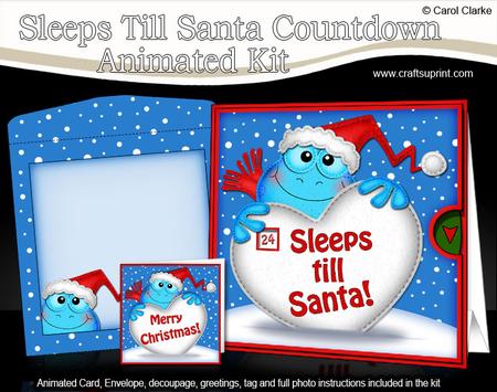 3D Xmas Frog Sleeps Till Santa Countdown Moveable Card