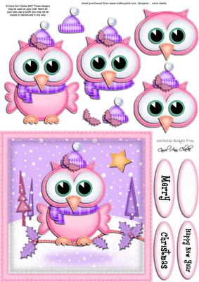 Xmas Little Hoot Owl Quick Card N 3D Decoupage