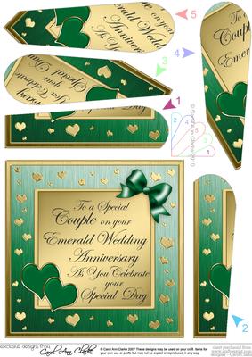 Elegant Hearts Emerald Wedding Anniversary Fan Pyramage