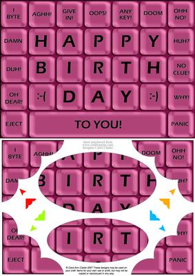 A5 Novelty Fun Computer Keyboard Greetings Scallop Corners