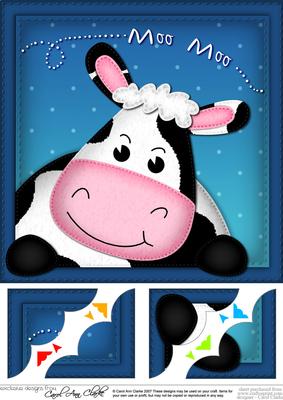 8 x 8 Milly Moo Cow Scalloped Corner Topper