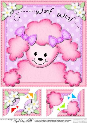 8 x 8 Poodle Dog Scalloped Corner Topper