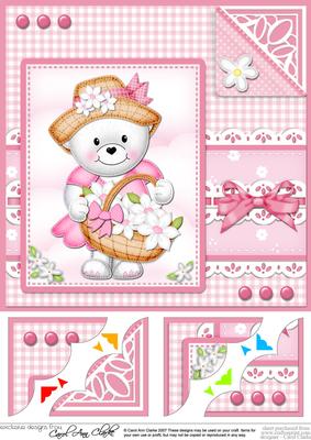 8 x 8 Teddy Tess's Bonnet Scalloped Corner Topper