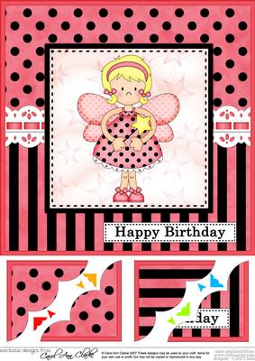 8 x 8 Fairy Fiz Birthday Scalloped Corner Topper