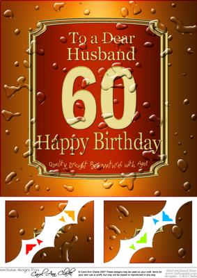 8 x 8 60th Birthday Husband Beer Label Scalloped Corner