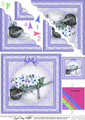 Flower Filled Wheelbarrow Scallop Corner Side Stacker