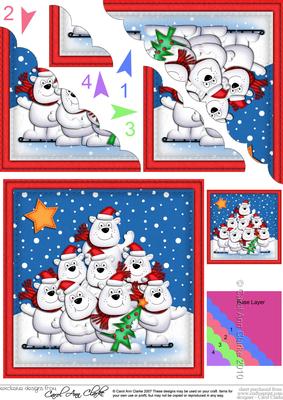 Xmas Polar Bears Scalloped Corner Side Stacker Topper
