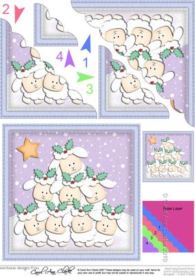 Xmas Lambs Scalloped Corner Side Stacker Topper