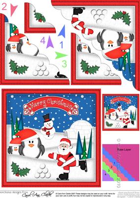 Xmas Santa N Friends Scalloped Corner Side Stacker Topper