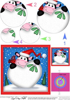 Xmas Milly Moo Cow Xmas Love Circle Pyramage Topper