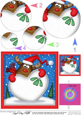 Xmas Rudolph Xmas Love Circle Pyramage Topper