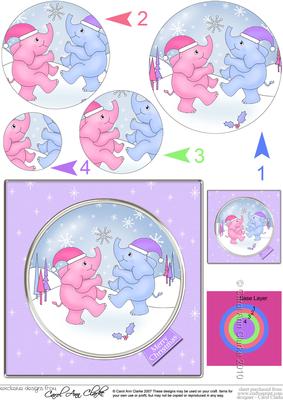 Cute Xmas Elephants Circle Pyramage Topper