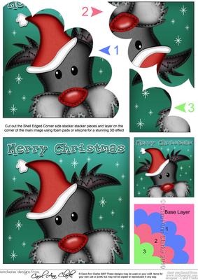 Xmas Scottie Dog Fun Novelty Shell Edged Corner Side Stacker