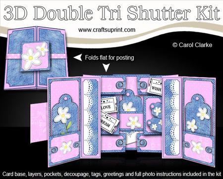 3D Denim N Daisies Double Tri Shutter Card Kit