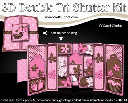 3D Fondant Fancies Double Tri Shutter Card Kit