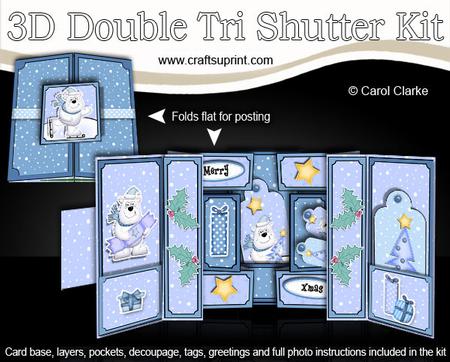 3D Xmas Ben Polar Bear Double Tri Shutter Card Kit