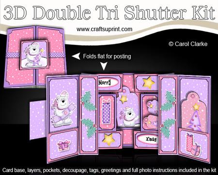 3D Xmas Ben Polar Bear Double Tri Shutter Card Kit