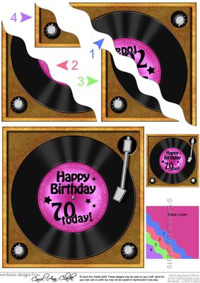 70th Birthday Record Wavy Corner Side Stacker Topper