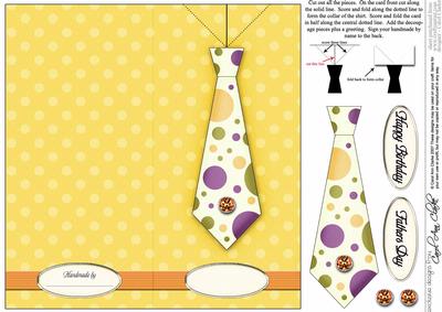 Man's Spotty Shirt & Tie Quick Card with Decoupage