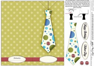 Man's Spotty Shirt & Tie Quick Card with Decoupage