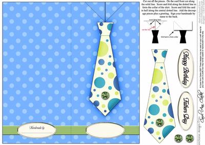 Man's Spotty Shirt & Tie Quick Card with Decoupage