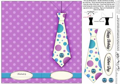 Man's Spotty Shirt & Tie Quick Card with Decoupage