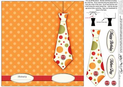 Man's Spotty Shirt & Tie Quick Card with Decoupage