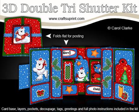 3D Xmas Ben Polar Bear Double Tri Shutter Card Kit