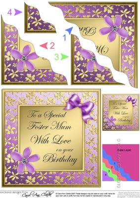 Floral Elegance Birthday Foster Mum Wavy Corner Side Stacker