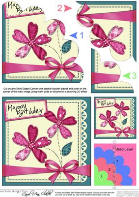 Birthday Flowers N Lace Shell Edged Corner Stacker