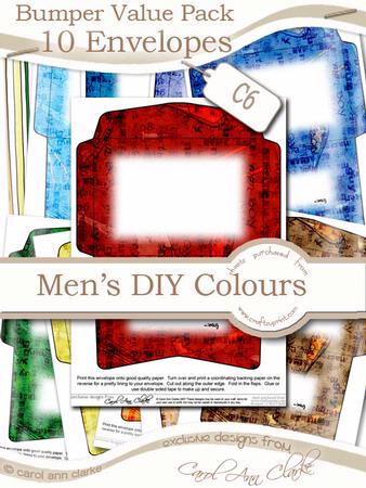 Bumper Value Pack of C6 Envelopes in Men's DIY Colours