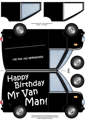 Happy Birthday Mr Van Man Shaped Card