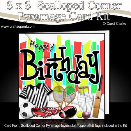 8 x 8 Birthday Sports and Games Scalloped Corner Kit