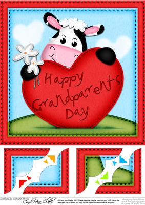 8x8 Milly Moo Cow's Grandparents Day Heart Scalloped Topper