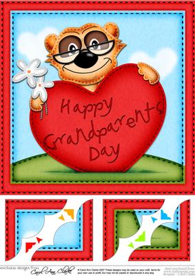 8x8 Frank Meerkat's Grandparents Day Heart Scalloped Topper