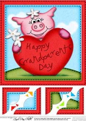 8x8 Zoe Piggy's Grandparents Day Heart Scalloped Topper