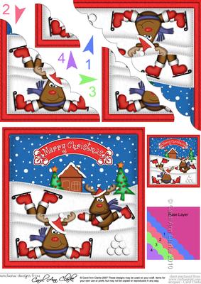 Xmas Rudolph Scalloped Corner Side Stacker Topper