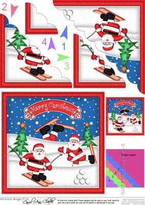 Xmas Santa Scalloped Corner Side Stacker Topper