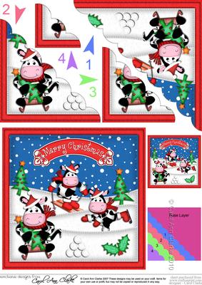 Xmas Festive Friends Scalloped Corner Side Stacker Topper