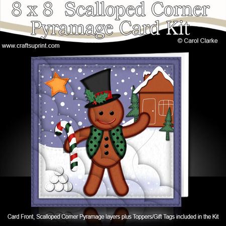 8 x 8 Xmas Gingerbread Man Card Scalloped Corner Kit