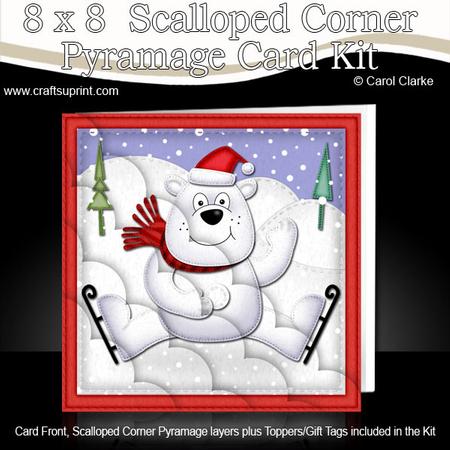 8 x 8 Xmas Polar Bear Card Scalloped Corner Kit