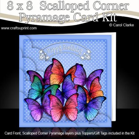 8 x 8 Birthday Butterflies Scalloped Corner Kit