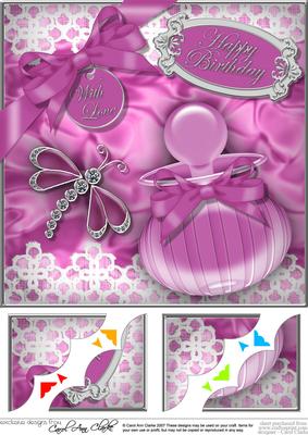 8 x 8 Perfume Lace N Dragonfly Scalloped Corner Topper