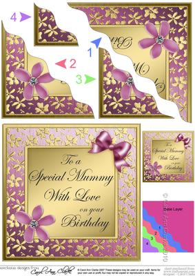Floral Elegance Birthday Mummy Wavy Corner Stacker