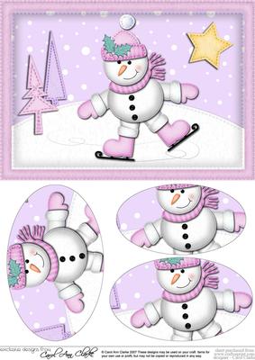 A5 Xmas Snowman Oval Pyramage Topper