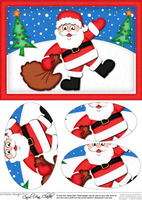 A5 Xmas Santa Oval Pyramage Topper