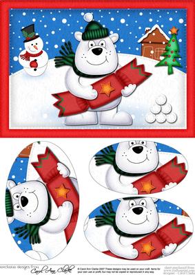 A5 Xmas Ben Polar Bear Oval Pyramage Topper