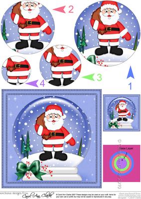 Xmas Santa Snowglobe Circle Pyramage Topper
