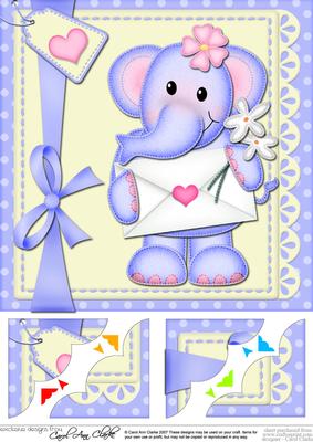 8 x 8 Lola Elephant's Letter Scalloped Corner Topper